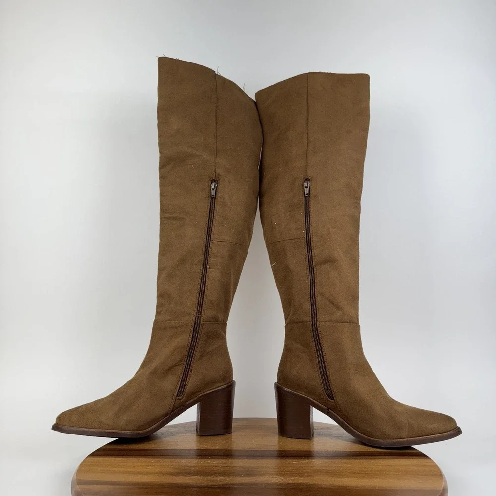 Womens Seychelles Paradise City Brown Faux Suede Over The Knee Boots Size 8 M